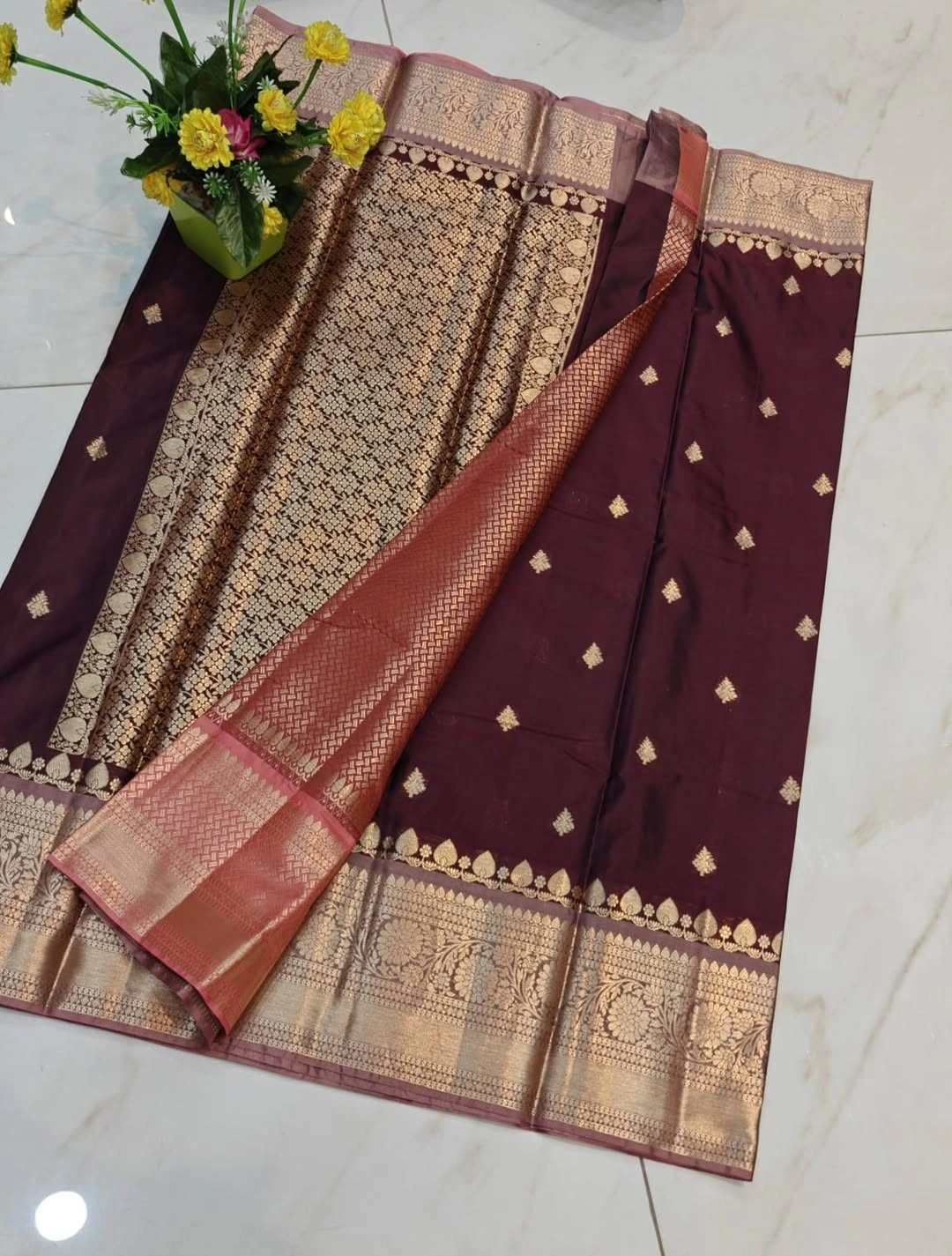Copper Weave Mahogany Banaras Saree